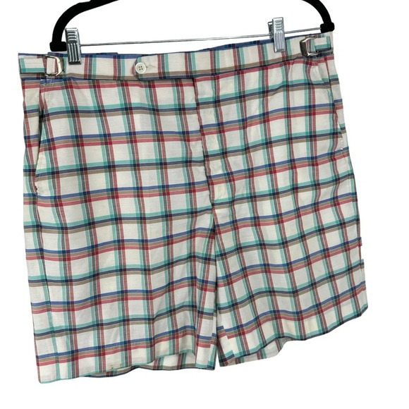 Vintage adjustable waist plaid retro shorts waist approx 32-35 inches - Picture 2 of 5